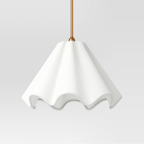 Threshold Other - Threshold Wavy Shade Collection, Scalloped Pendant Hanging Light, White
